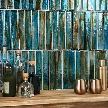 Komorebi Brick Juneau Spring Multicolor 2x12 Polished Glass Tile - Sample