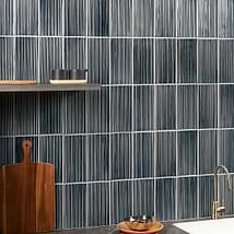 Nabi Midnight Blue 4.5x9 Fluted Ridged Polished Glass Tile