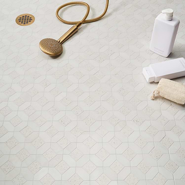 Cleopatra Diamond Salt White Terrazzo and Bianco White Marble Polished Mosaic - Sample