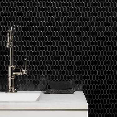 Flicker Iridescent Black Gold 1/4" x 1" Polished Glass Mosaic Tile - Sample