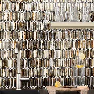 Komorebi Picket Golden Honey 1x3 Polished Glass Mosaic - Sample