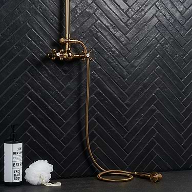 Wabi Sabi Coal Black 1.5x9 Matte Ceramic Tile  - Sample