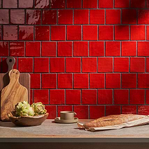 Emery Selenium Red 4x4 Square Crackled Handmade Crackled Terracotta Tile