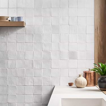 Emery Emery White 4x4 Handmade Crackled Terracotta Tile - Sample
