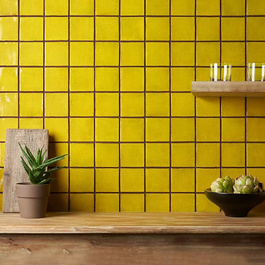 Emery Yellow 4x4 Handmade Crackled Terracotta Tile