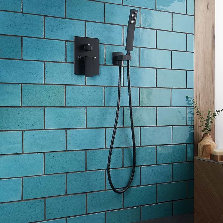 Emery Blue 4x8 Handmade  Crackled Terracotta Subway Tile