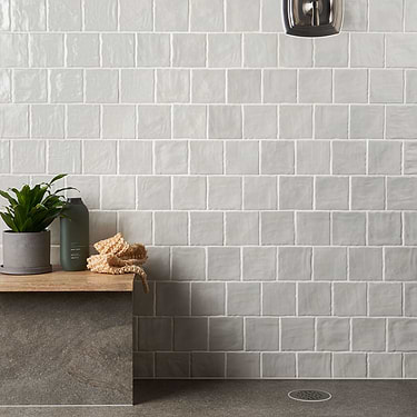 Montauk Sky 4x4 Blue Ceramic Wall Tile with Mixed Finish - Sample