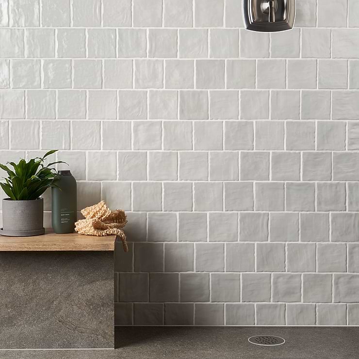 Montauk Sky Blue 4x4 Mixed Finish Ceramic Tile; in Blue + Gray White Body Ceramic; for Backsplash, Kitchen Wall, Wall Tile, Bathroom Wall, Shower Wall; in Style Ideas Beach, Classic, Contemporary, Cottage, Craftsman, Farmhouse, Industrial, Mediterranean, Mid Century, Modern, Traditional, Transitional