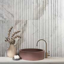 Stonework Barcode Alaska White 12x24 3D Polished Marble Tile