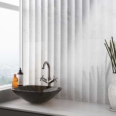 Stonework Fluted Alaska White 12x24 3D Honed Marble Tile