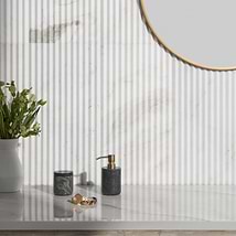 Stonework Peak Alaska White 12x24 3D Satin Marble Tile