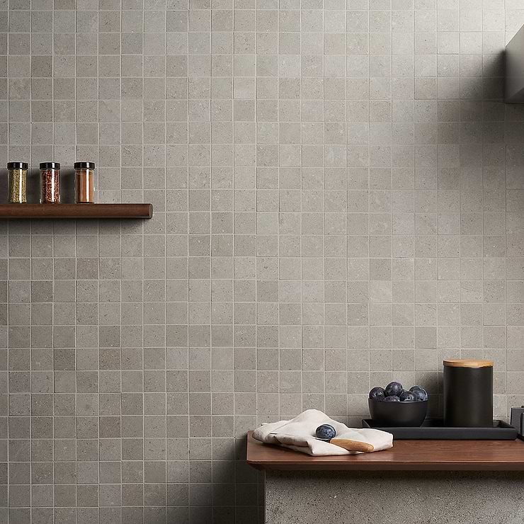 New Rock Fumo Light Gray 2x2 Matte Porcelain Mosaic; in Light Gray Colorbody Porcelain; for Backsplash, Floor Tile, Kitchen Floor, Kitchen Wall, Wall Tile, Bathroom Floor, Bathroom Wall, Shower Wall, Shower Floor, Outdoor Floor, Outdoor Wall, Commercial Floor, Pool Tile; in Style Ideas Beach, Classic, Contemporary, Industrial, Mid Century, Modern, Traditional, Transitional; released 2023; new, trends