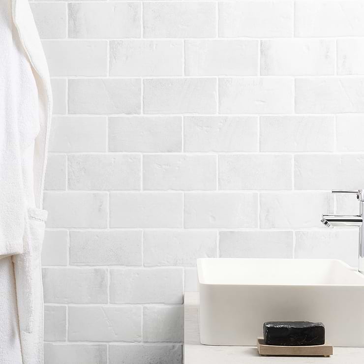 Parma Brick White 4x8 Terracotta Look Matte Ceramic Tile | Tilebar.com