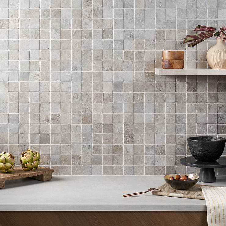 Seville Efeso Gray 2X2 Natural Porcelain Mosaic; in gray Porcelain; for Backsplash, Floor Tile, Kitchen Floor, Kitchen Wall, Wall Tile, Bathroom Floor, Bathroom Wall, Shower Wall, Shower Floor, Commercial Floor; in Style Ideas Rustic, Beach, Craftsman, Farmhouse, Industrial, Mediterranean, Traditional