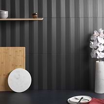 Kinzie Concave Charcoal Black 4x16 3D Matte Ceramic Tile