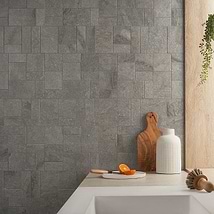 Acadia  French Pattern Slate Gray Quartz Look Matte Porcelain Mosaic Tile