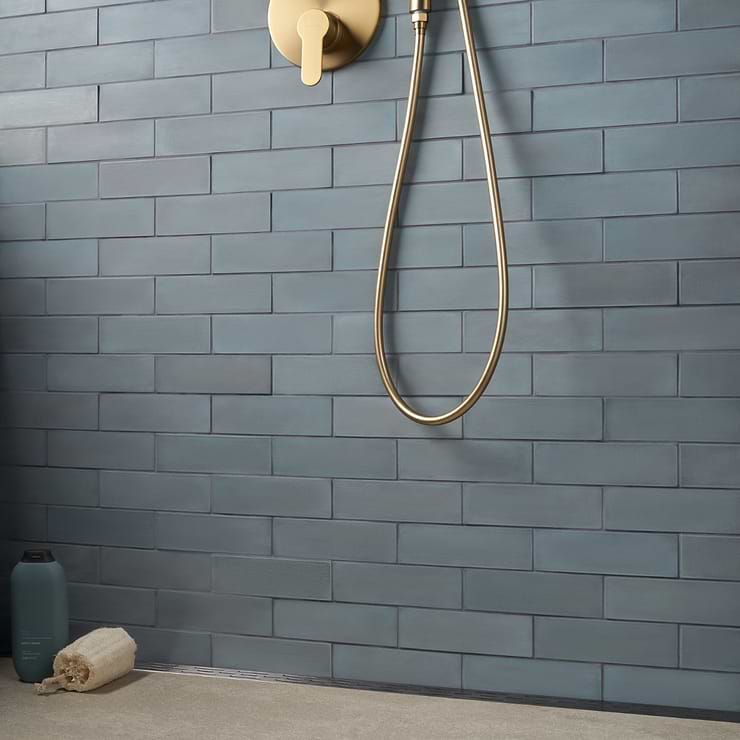 Color One Teal Blue 2x8 Matte Cement Subway Tile; in Blue Cement ; for Backsplash, Bathroom Floor, Bathroom Wall, Floor Tile, Kitchen Floor, Kitchen Wall, Shower Floor, Shower Wall, Wall Tile; in Style Ideas Beach, Classic, Contemporary, Cottage, Craftsman, Mediterranean, Transitional; released 2024; new, trends