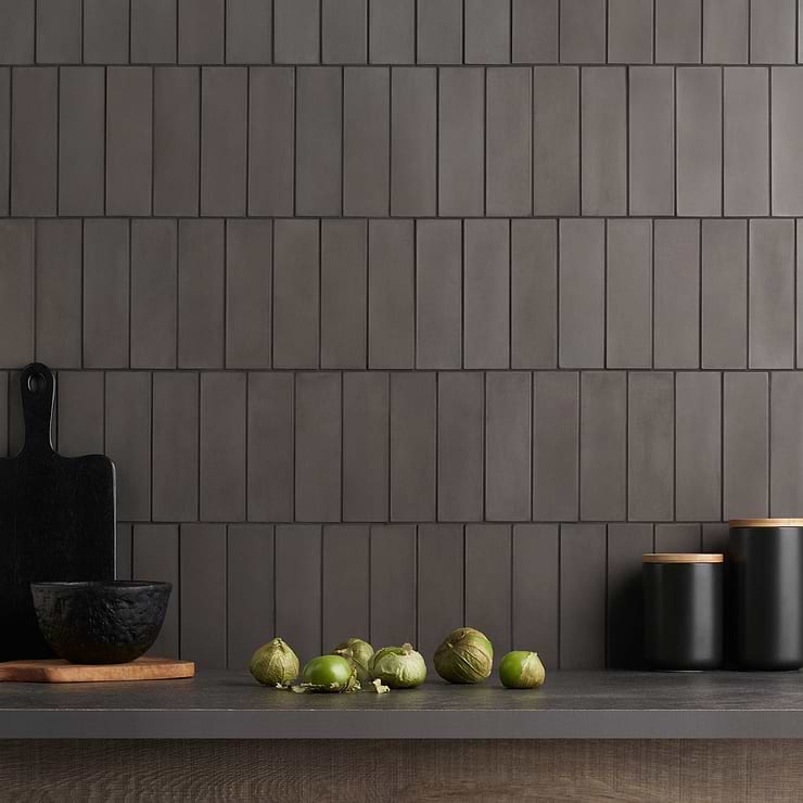 Color One Charcoal Gray 2x8 Matte Cement Subway Tile; in Charcoal Cement ; for Backsplash, Floor Tile, Kitchen Floor, Kitchen Wall, Wall Tile, Bathroom Floor, Bathroom Wall, Shower Wall, Shower Floor; in Style Ideas Beach, Classic, Contemporary, Cottage, Craftsman, Mediterranean, Transitional; released 2023; new, trends
