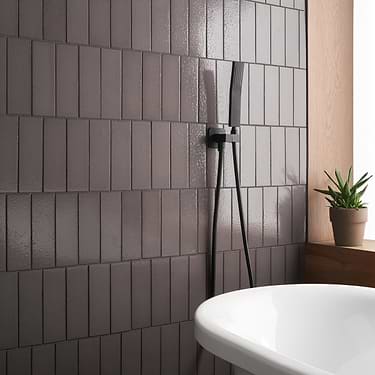 Color One Pebble Gray 2x8 Glossy Lava Stone Tile - Sample