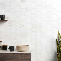 Bianco Dolomite White 4" Hexagon Premium Polished Marble Mosaic Tile