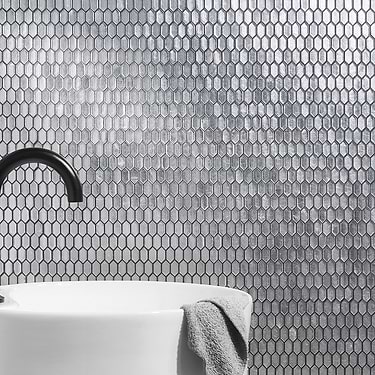 Flicker Silver 1/4" x 1" Polished Glass Mosaic Tile - Sample