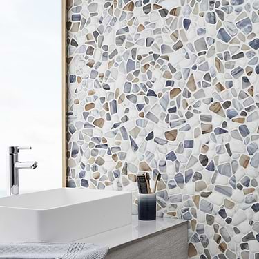 Riverglass Beige Frosted Glass Mosaic
