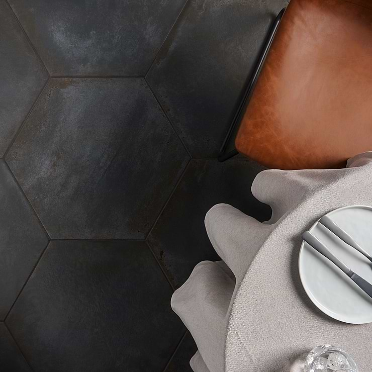 Smart Tiles Matte Black Hexagon Peel and Stick Tile Backsplash