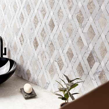 Diana Champagne Beige Polished Marble and Pearl Mosaic Tile  - Sample