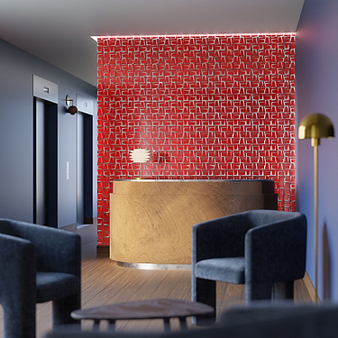 Rumi French Red Polished Mirrored Glass Mosaic Tile  - Sample