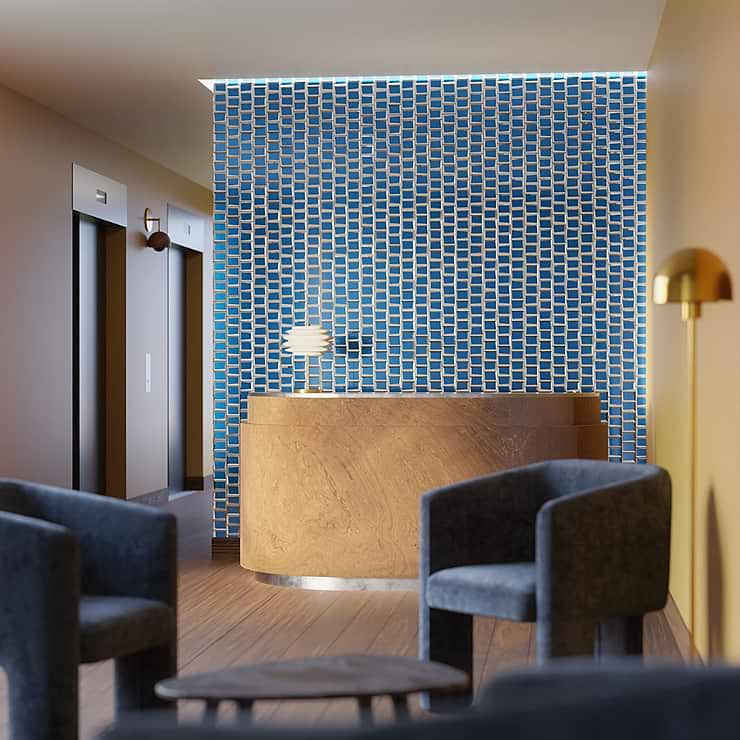 Rumi Glam Blue Polished Mirrored Glass Mosaic Tile