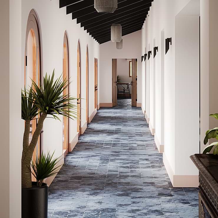 Not for Sale-Parma Denim Blue Matte Star and Denim Blue Matte Cross 6" Terracotta Look Porcelain Tile