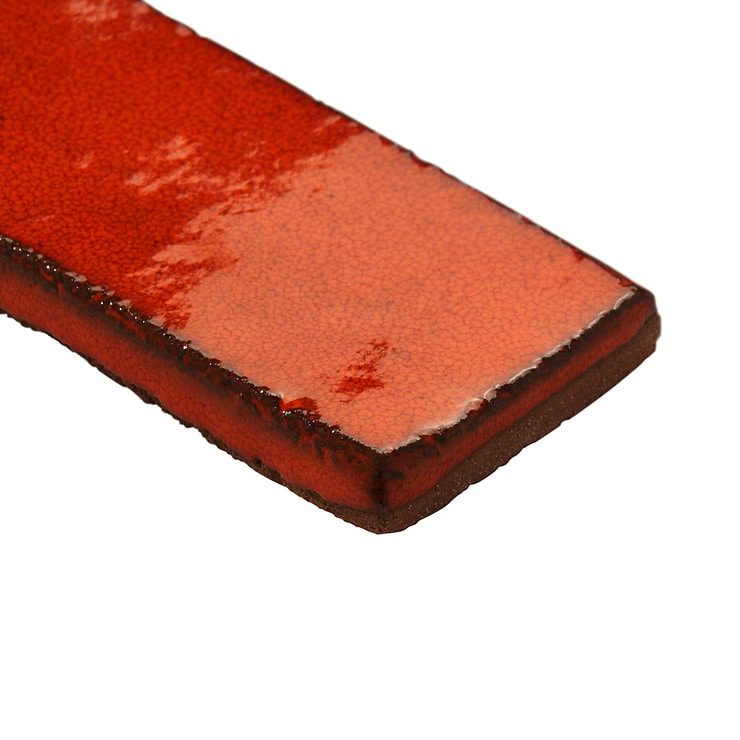 Emery Orange 2x8 Handmade Crackled Terracotta  Subway Tile