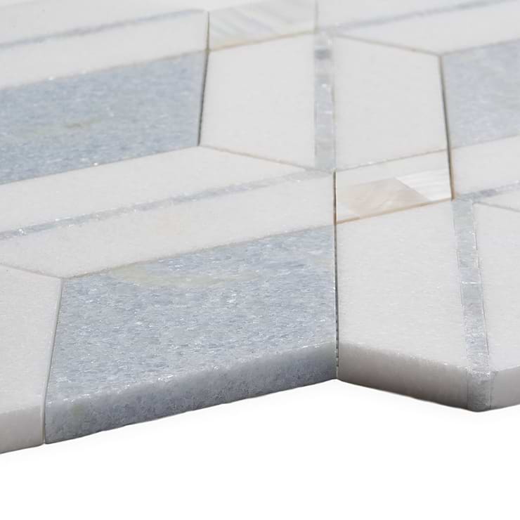 Diana Blue Celeste Polished Marble and Pearl Mosaic Tile