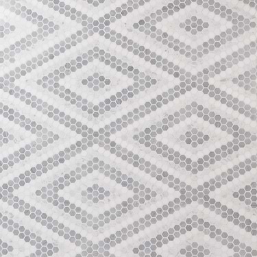 Juno Diamond Gray and White 1" Hexagon Polished Marble Mosaic