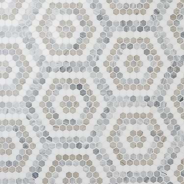 Juno Honeycomb Beige and Gray 1" Hexagon Polished Marble Mosaic - Sample
