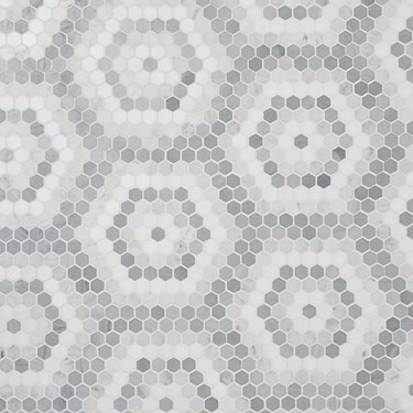 Juno Honeycomb Gray and White 1" Hexagon Polished Marble Mosaic - Sample