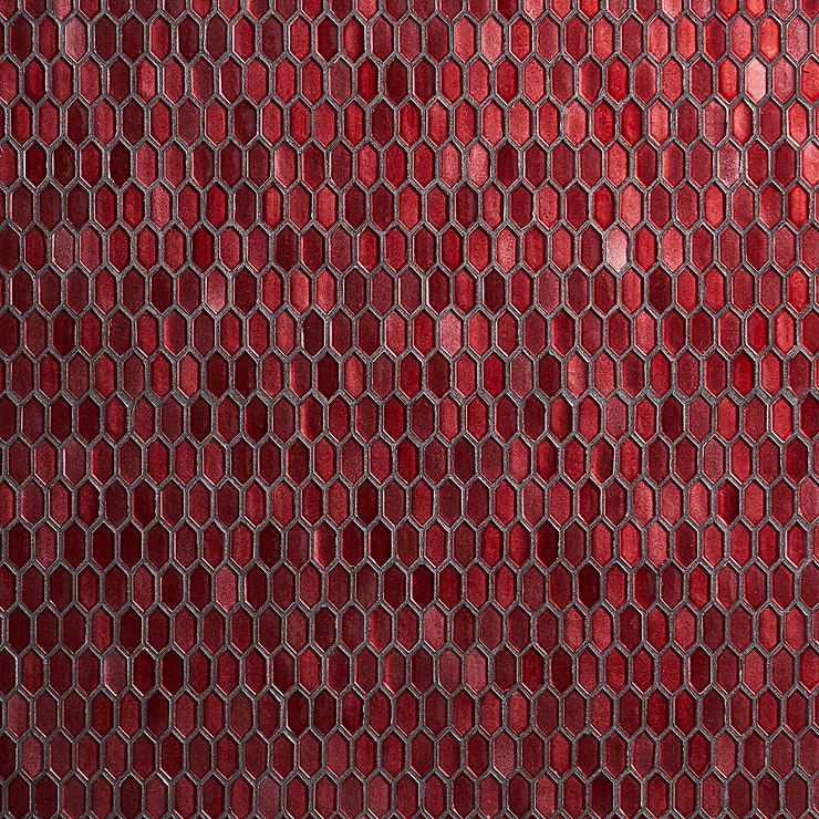 Flicker Metallic Red 1/4" x 1" Polished Glass Mosaic Tile