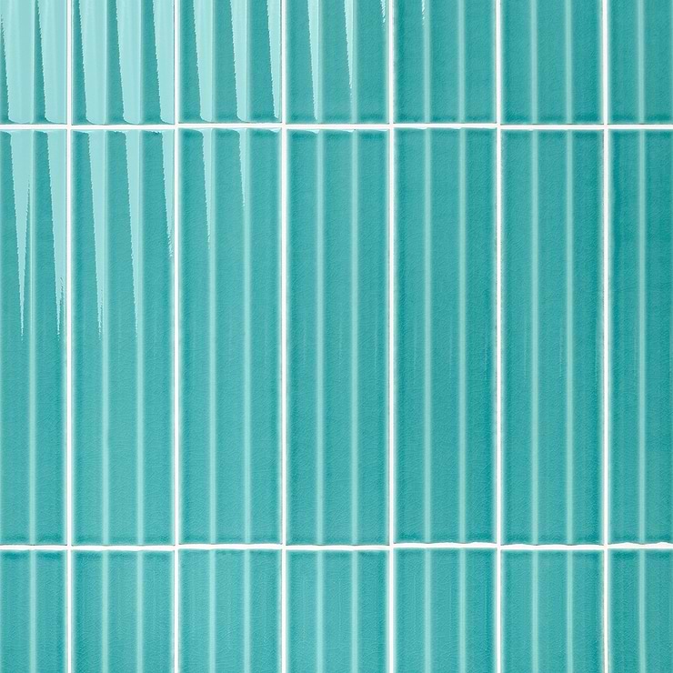 Colorplay Fluted Teal Green 4.5x18 3D Glazed Crackled Ceramic Tile
