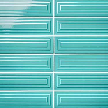 Colorplay Frame Teal Green 4.5x18 3D Glazed Crackled Ceramic Tile