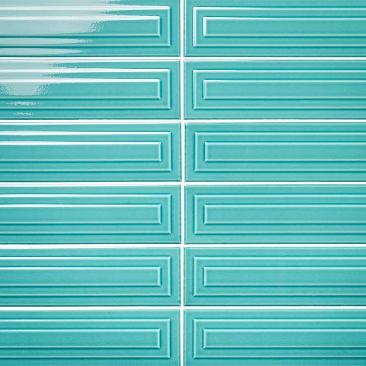 Colorplay Frame Teal Green 4.5x18 3D Glazed Crackled Ceramic Tile