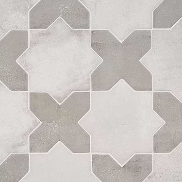 Parma White Matte Star and Dove Gray Matte Cross 6" Terracotta Look Porcelain Tile-Sample