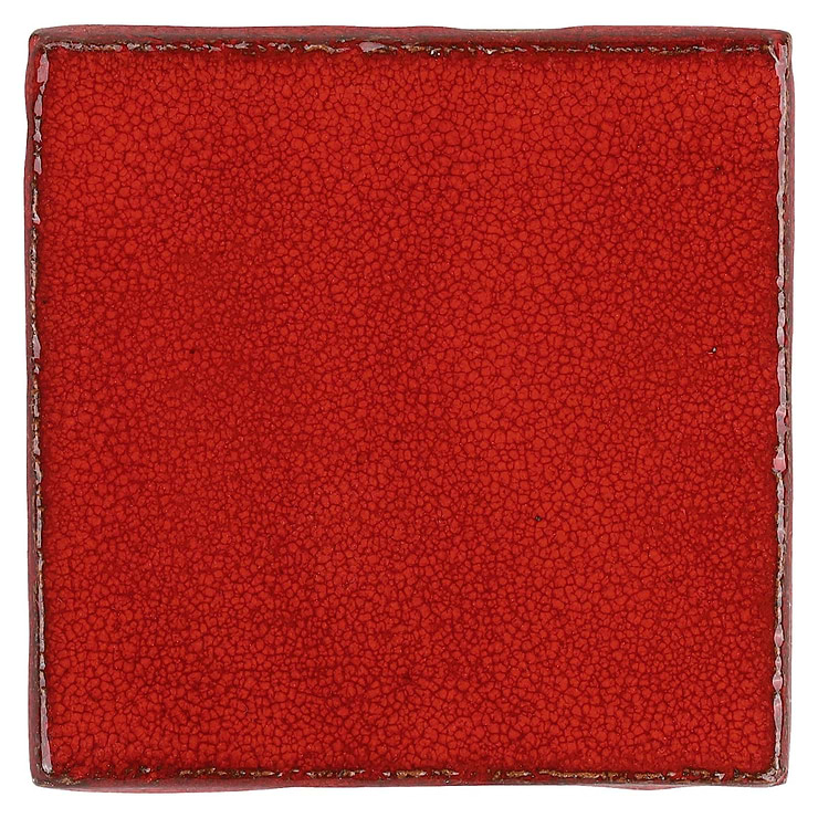 Emery Selenium Red 4x4 Square Crackled Handmade Crackled Terracotta Tile