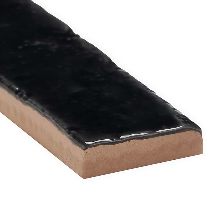 Wabi Sabi Coal Black 1.5x9 Glossy Ceramic Tile