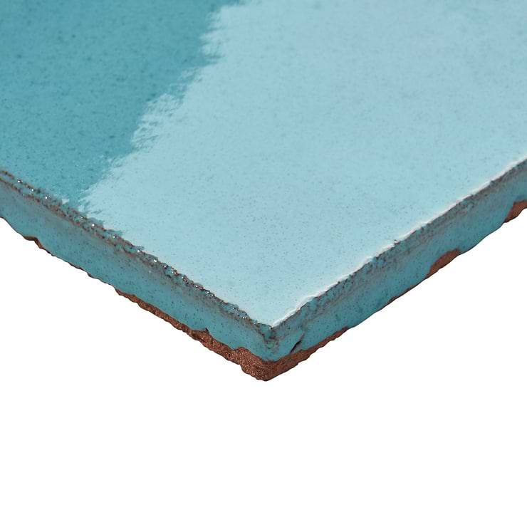Emery Blue 4x4 Square Handmade Crackled Terracotta Tile