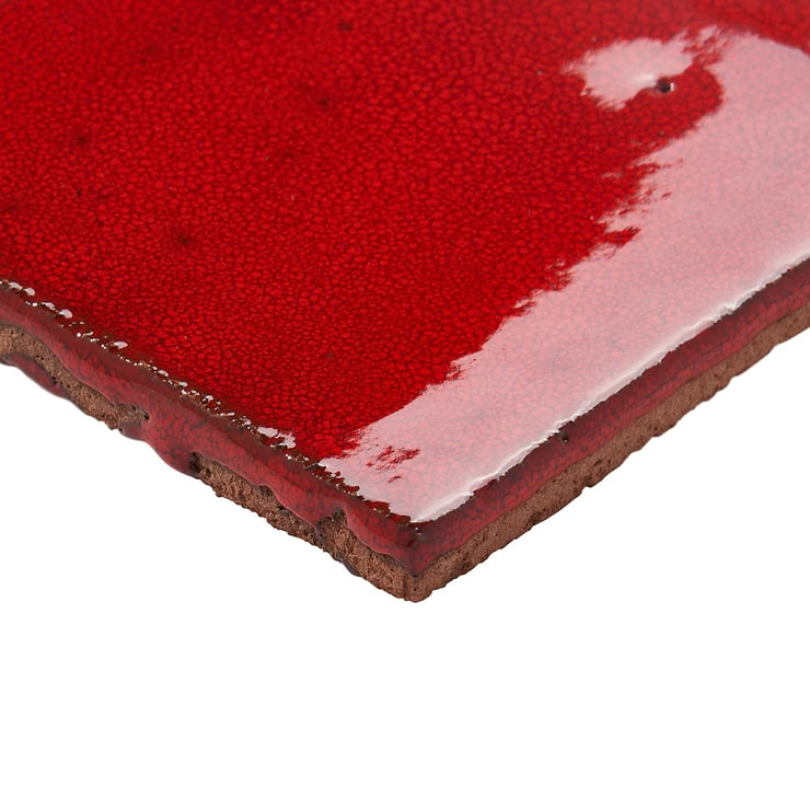 Emery Selenium Red 4x4 Square Crackled Handmade Crackled Terracotta Tile