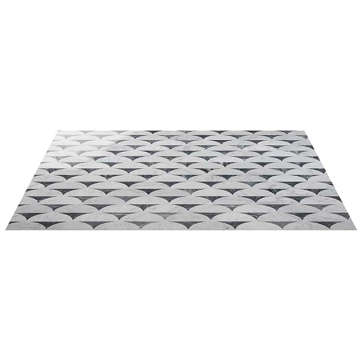 Moonrise Bardiglio Gray Polished Marble Waterjet Mosaic Tile