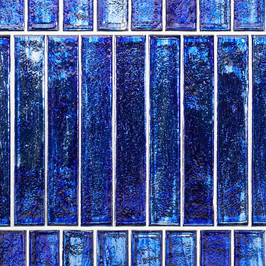 Komorebi Brick Athens Blue 2x12 Polished Glass Tile - Sample