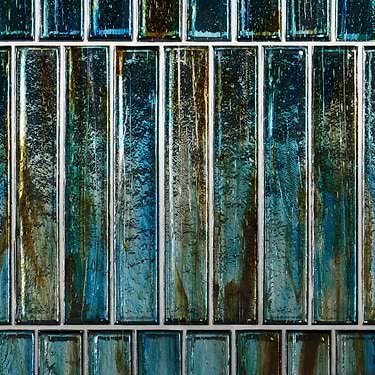Komorebi Brick Juneau Spring Multicolor 2x12 Polished Glass Tile - Sample