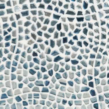 Komorebi Pebble Jet Stream Blue Polished Glass Mosaic - Sample