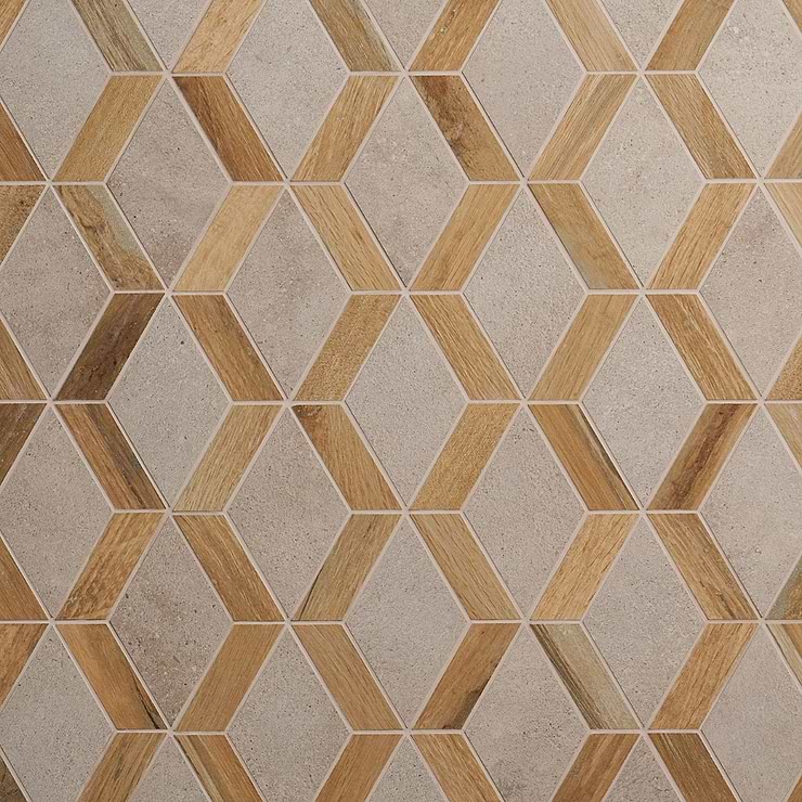 Eternal Diamond Birch Matte Porcelain Wood Look Mosaic Tile